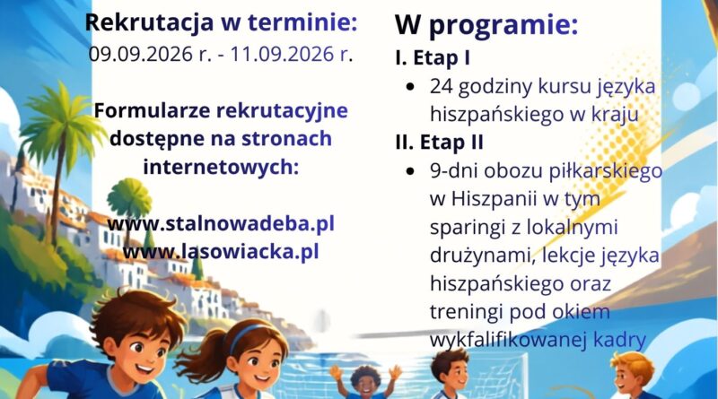 Informacja o rozpoczęciu rekrutacji na wakacyjny obóz piłkarsko-językowy